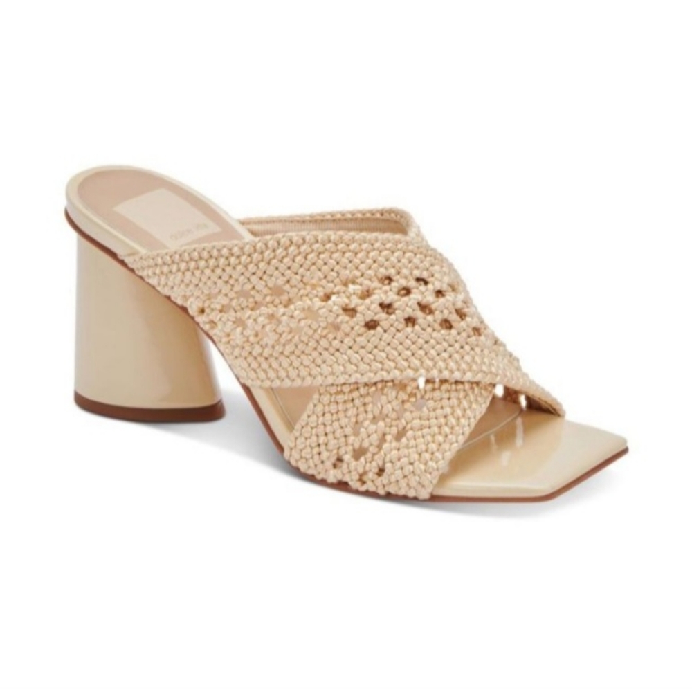 Dolce Vita Cream Woven Block Heel Sandals